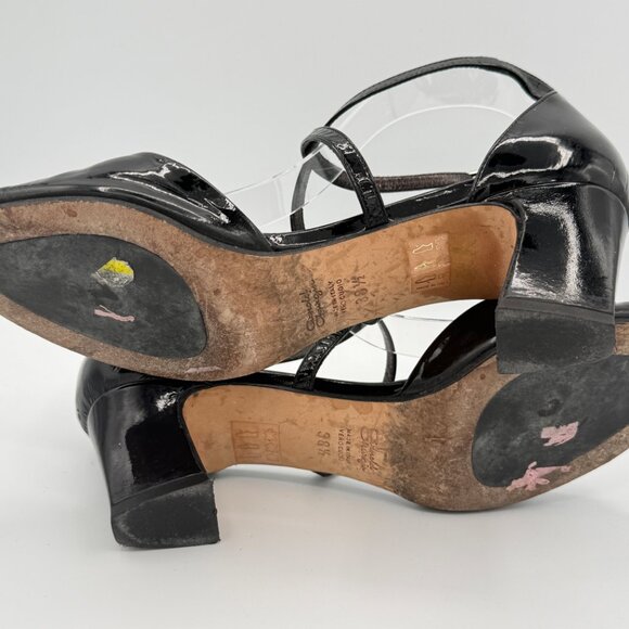 Vintage Arnold Churgin Patent Leather Black Crisscross Strap Sandal  38.5 - Picture 11 of 11